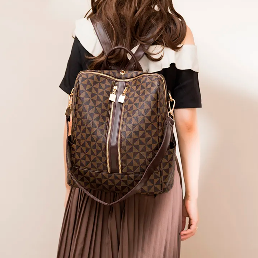 Mochila Feminina em Couro + Carteira - Classic Elegance