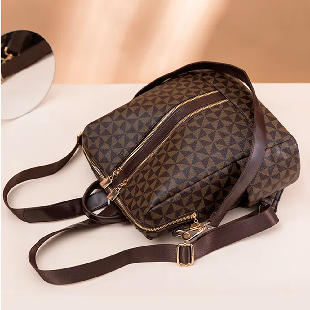 Mochila Feminina em Couro + Carteira - Classic Elegance